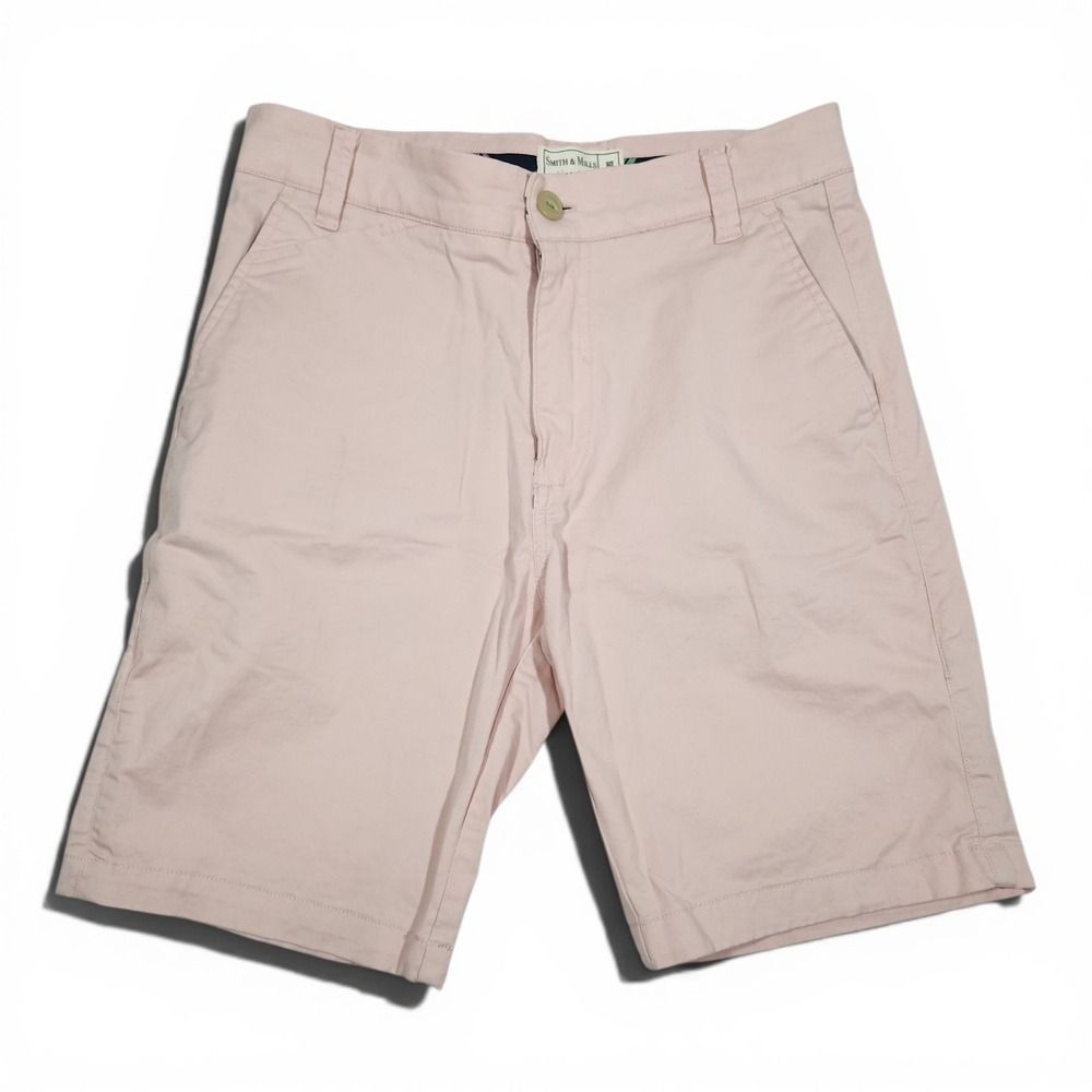 Smith & Mills Chino Shorts Mens 30 Pink Cotton‎ Stretch Tailored Preppy Summer